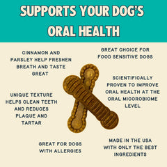 Jiminy’s Dental Chews Canela: aliento más fresco tras la masticación.