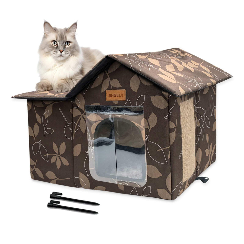 Refugio JINGSIJI para gatos exterior con cojín desmontable, limpieza rápida.