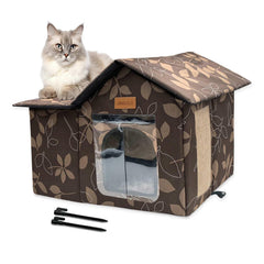 Refugio JINGSIJI para gatos exterior con cojín desmontable, limpieza rápida.