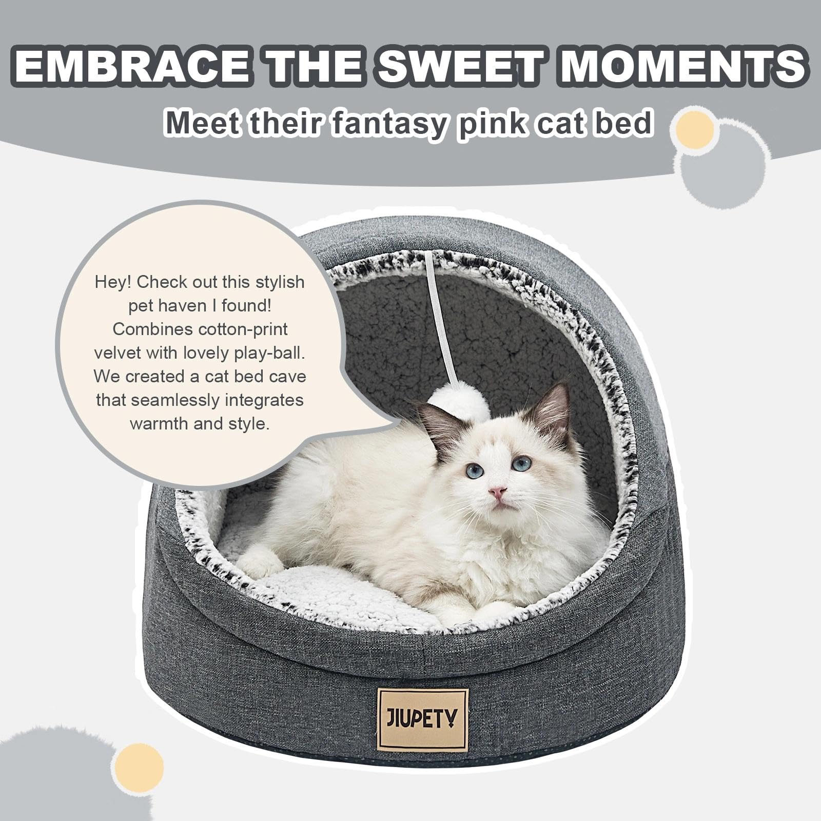 Jiupety Cama Gatos Tallas M y L: tamaño adecuado para gatos y gatitos