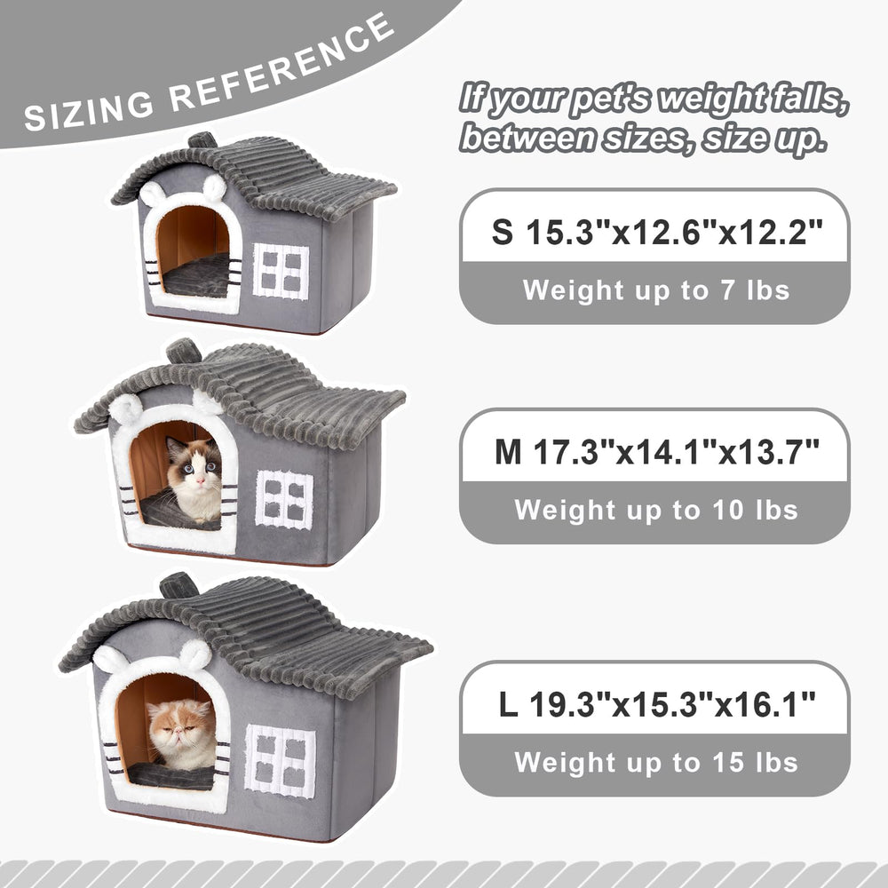 Tres tallas disponibles para Jiupety casa-gatos-oso-tamanos-disponibles.