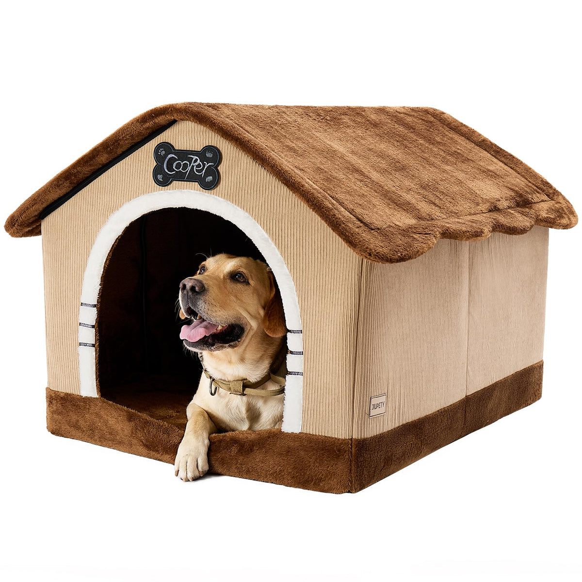 Jiupety casa para perros con interior y marco, refugio amplio para dormir