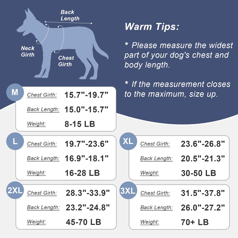 Guía de tallas Jiupety para medir al perro y elegir la talla.