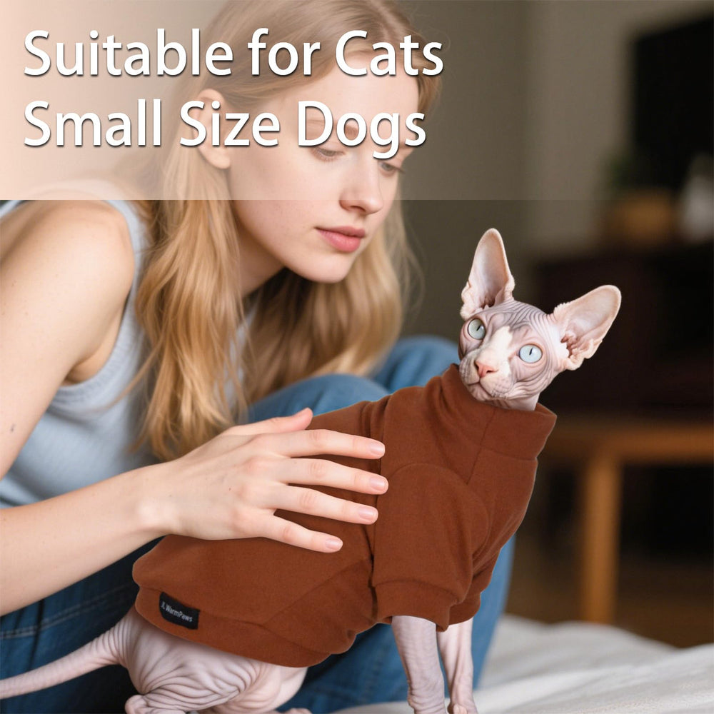 JL WarmPaws guía de tallas para gatos sin pelo, ajuste preciso.