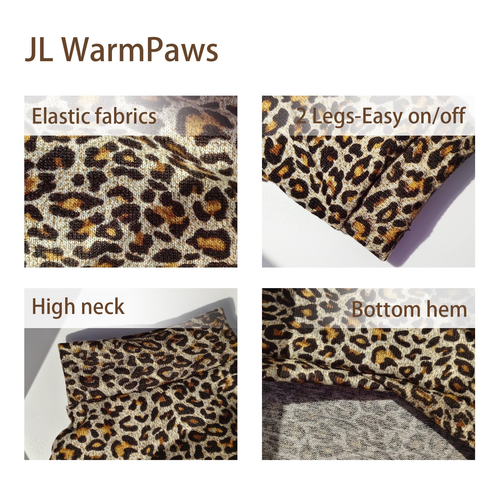 JL WarmPaws Sphynx Leopard Sweater pose cama, perfecto para fotos y descanso.