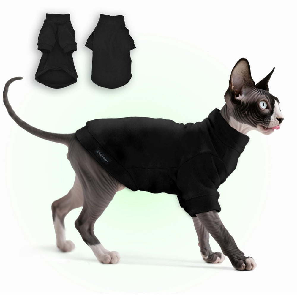 JL WarmPaws suéter para gatos sin pelo, frente, comodidad para sesiones de fotos y paseos.