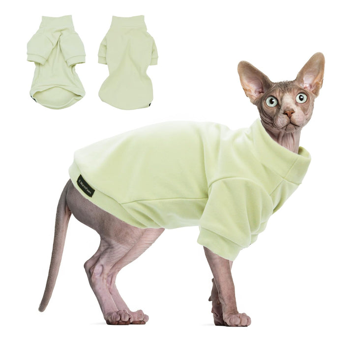 JL WarmPaws sudadera gato sphynx manga larga verde claro, abrigo suave diario