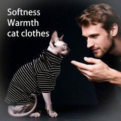 JL WarmPaws suéter para gato sin pelo, vista trasera, ajuste suave.