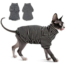 JL WarmPaws suéter para gato sin pelo, vista frontal, cómodo y cálido.