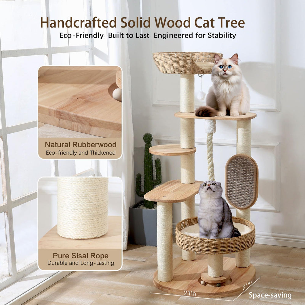 JLDUQKUM arbol-gato-madera-2, torre estable ideal para varios gatos grandes.
