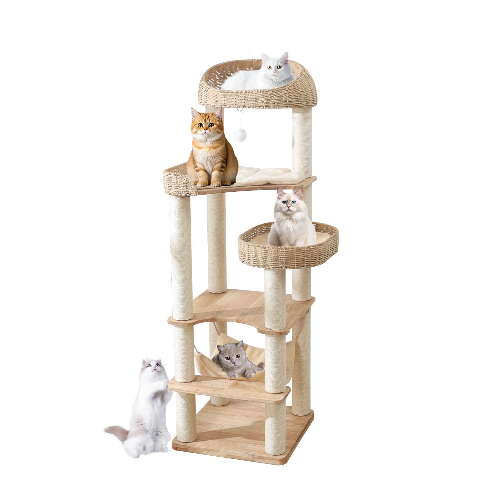JLDUQKUM árbol para gatos con base de madera firme y estable