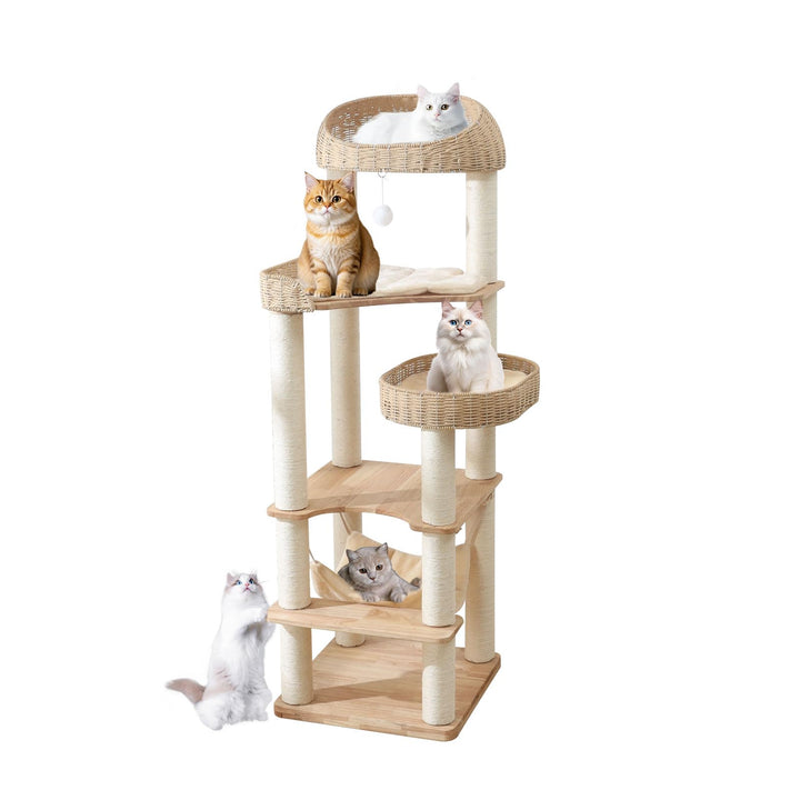 JLDUQKUM árbol para gatos con base de madera firme y estable