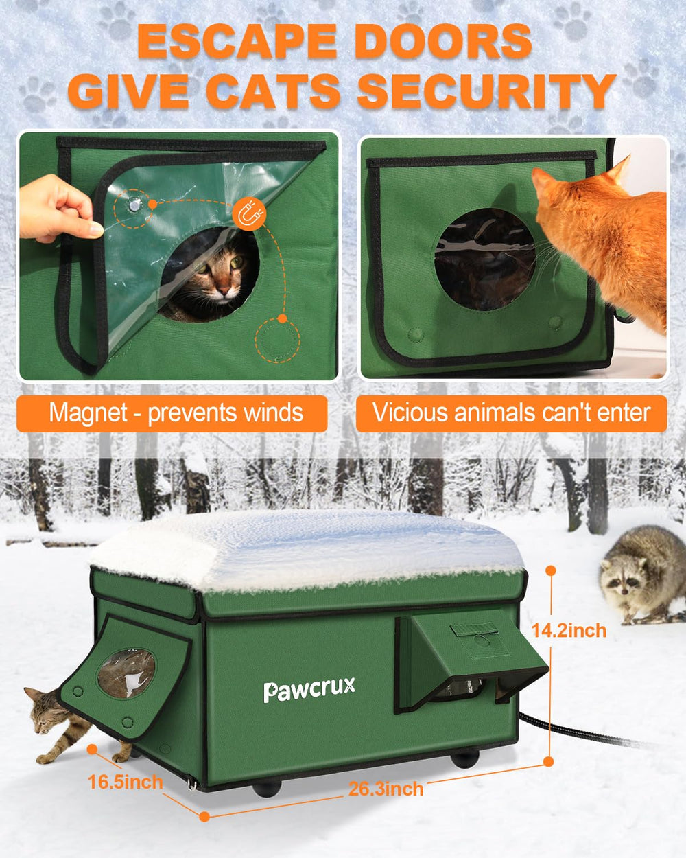 Diseño seguro y cómodo para gatos pequeños o patio.