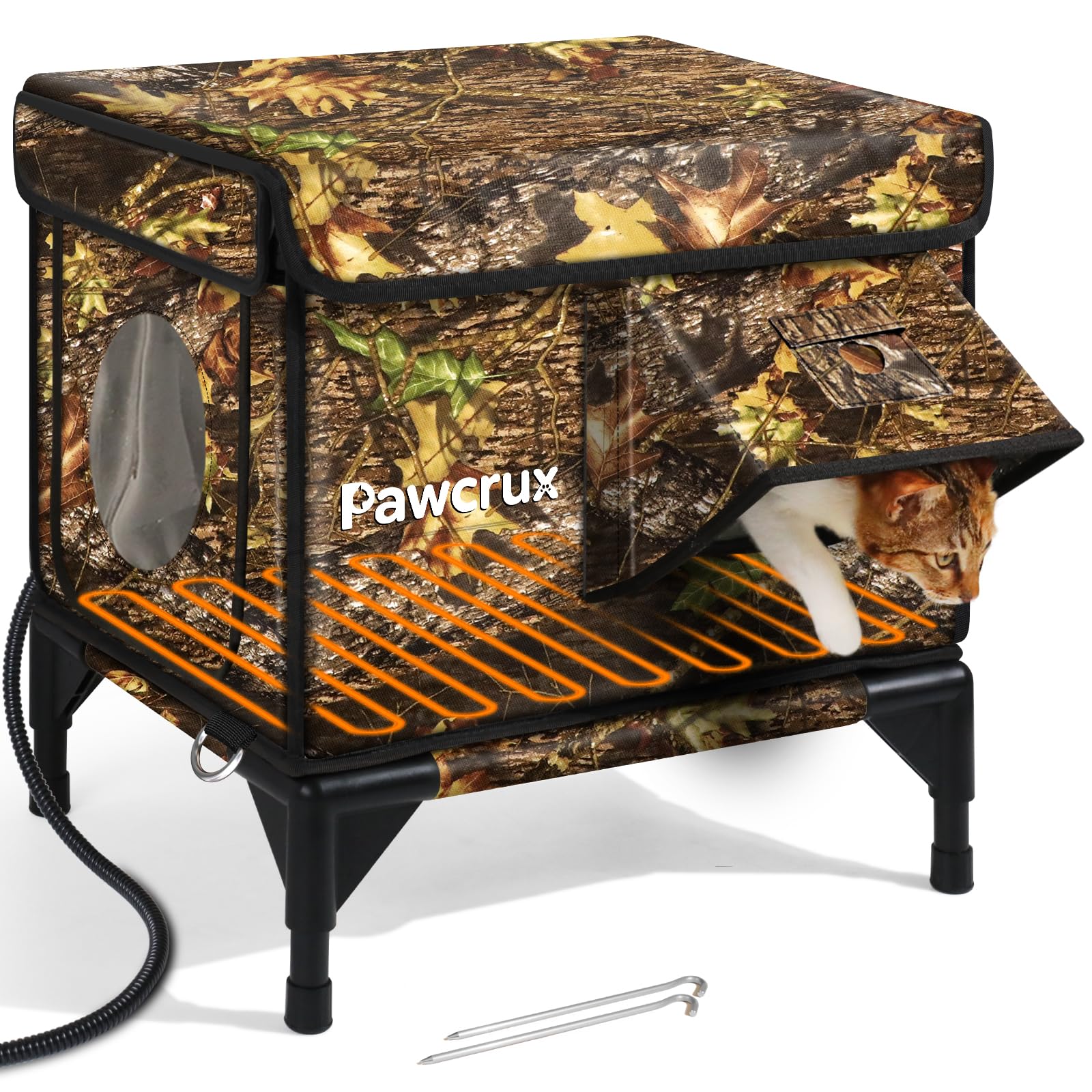 Casita para gatos JLSAME exterior con calefacción e aislamiento para clima frío