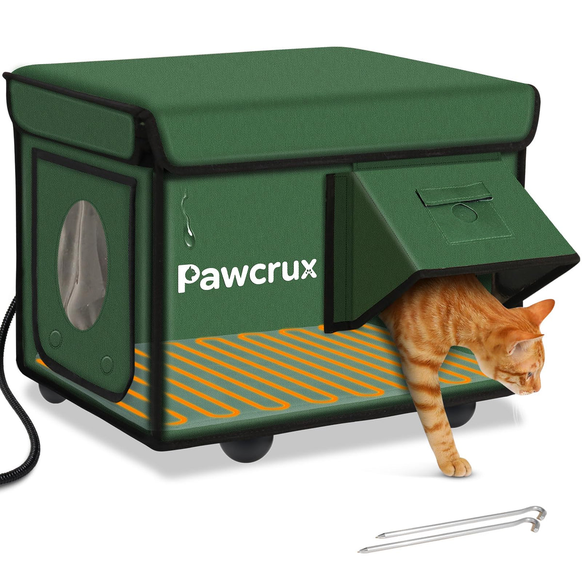 Casa para gato calefactada JLSAME exterior mantiene al felino cálido y seguro.