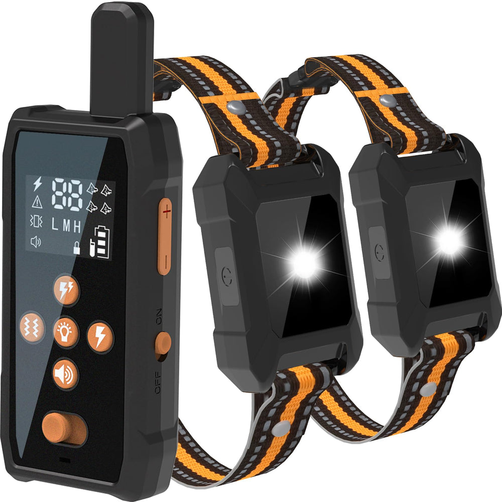 JLZNLC dog training collar with remote showing 4200ft range for outdoor use