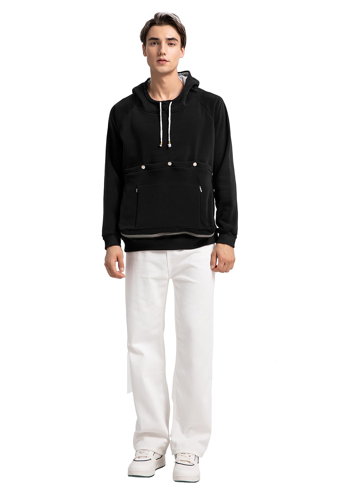 JMOREDEEP hoodie con bolsa para gatos frontal, cómodo para paseos sin manos ocupadas.