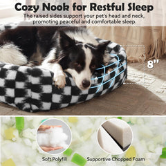 Superficie de felpa suave en la cama JOEJOY, experiencia cálida para tu perro.