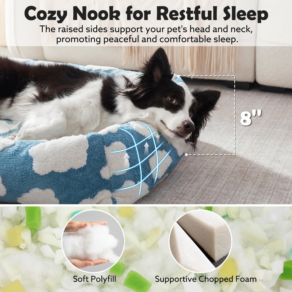 Cama JOEJOY con diseño nube azul, estilo moderno y acogedor.