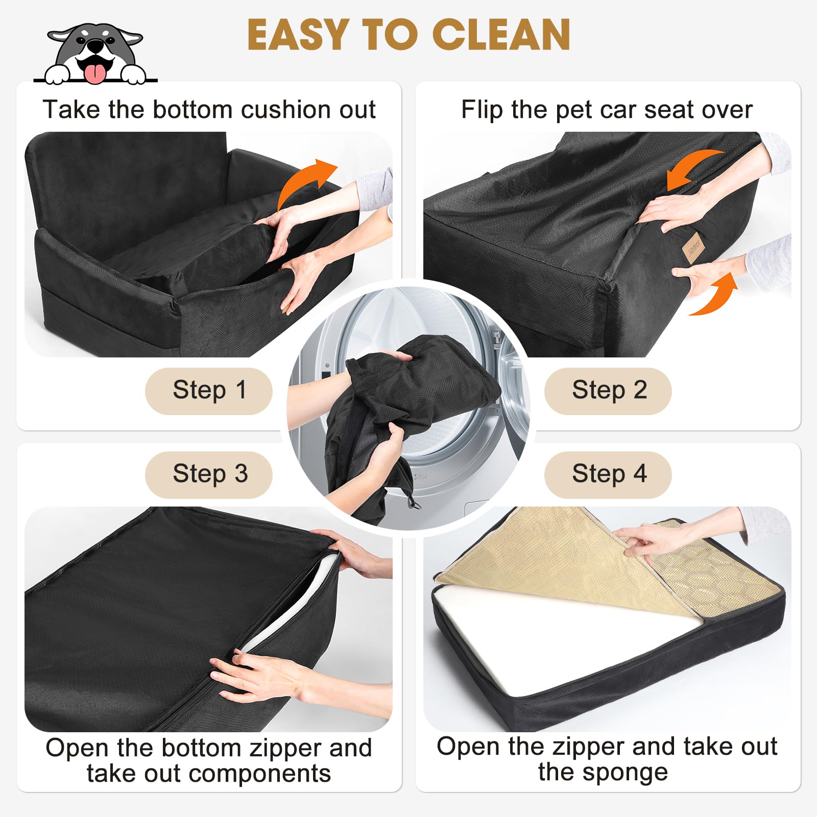 Instalación fácil y funda lavable de JOEJOY para limpieza rápida.