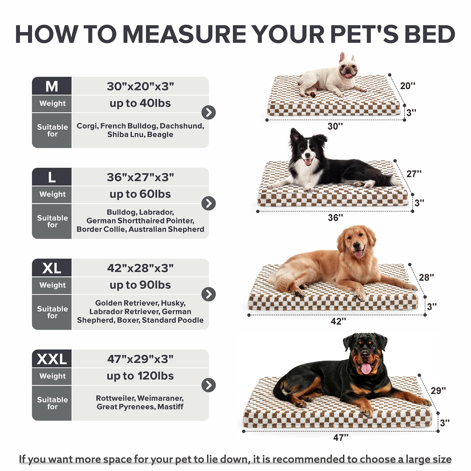 Uso versátil como cama de jaula o de viaje para perros grandes.