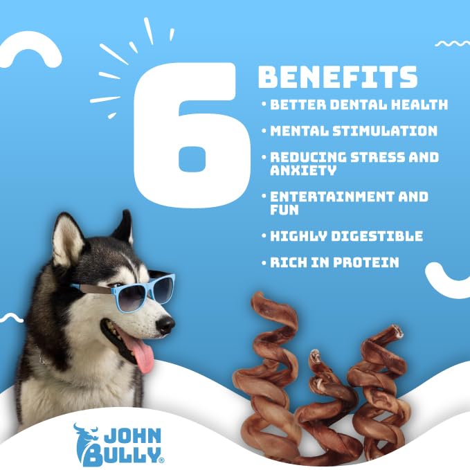 Colágeno JOHN BULLY sin gluten para perros, opción apta para dietas.