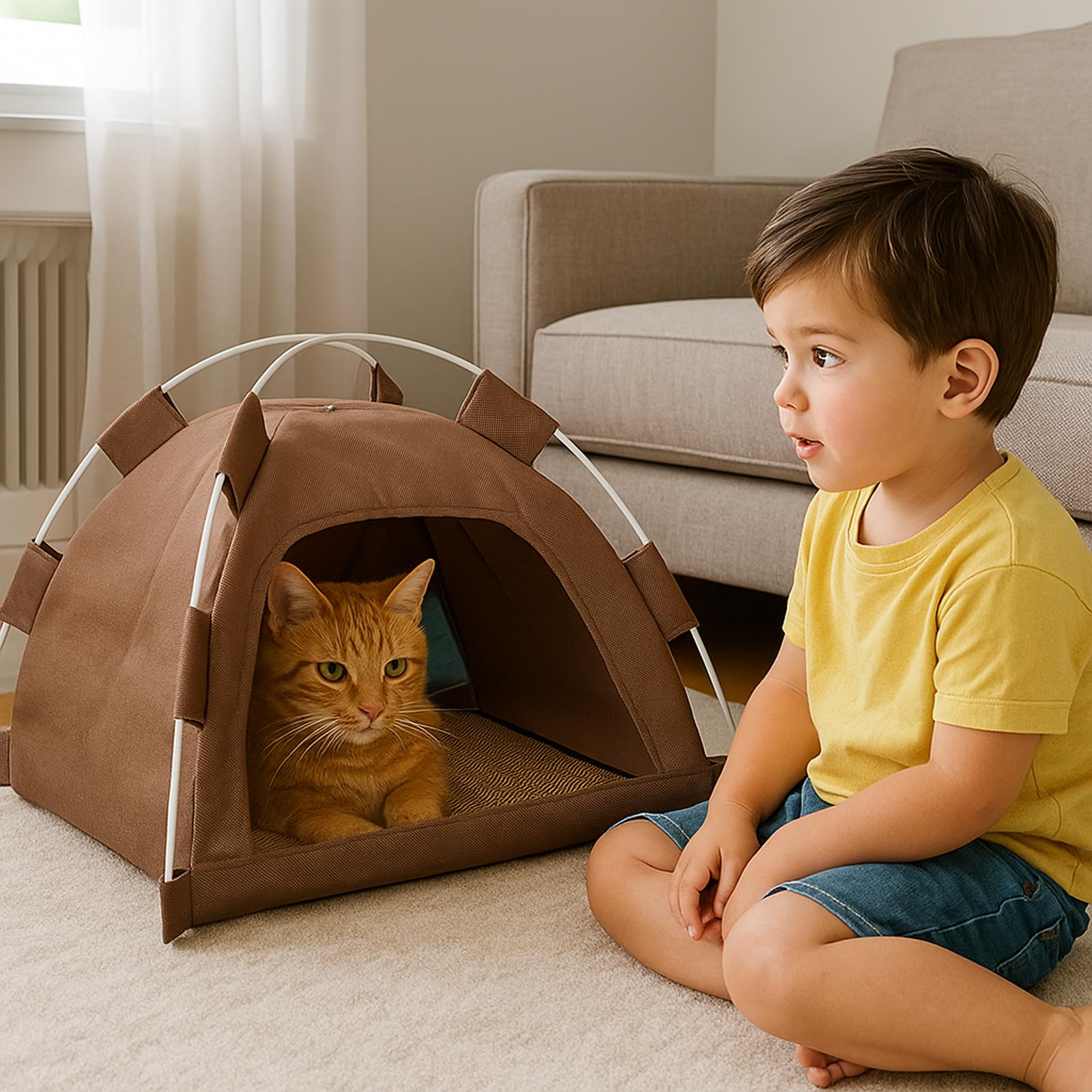 JOH Cat Tent House, colchon reversible para verano e invierno.