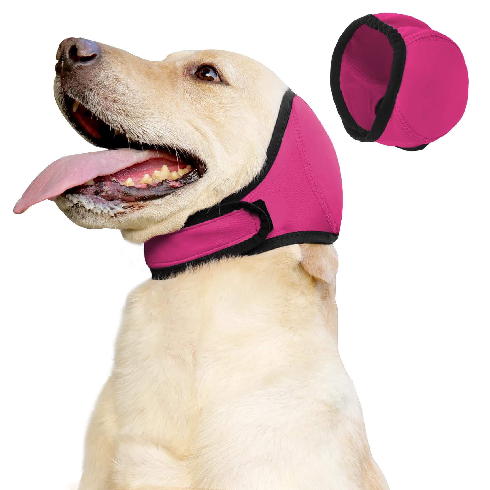 JOHNBOLIN cubre orejas perro rosa para mayor confort durante peluquería.