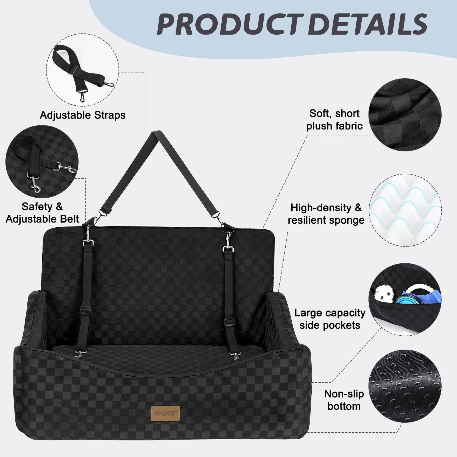 JOEJOY asiento amplio apto para dos perros pequeños o uno grande
