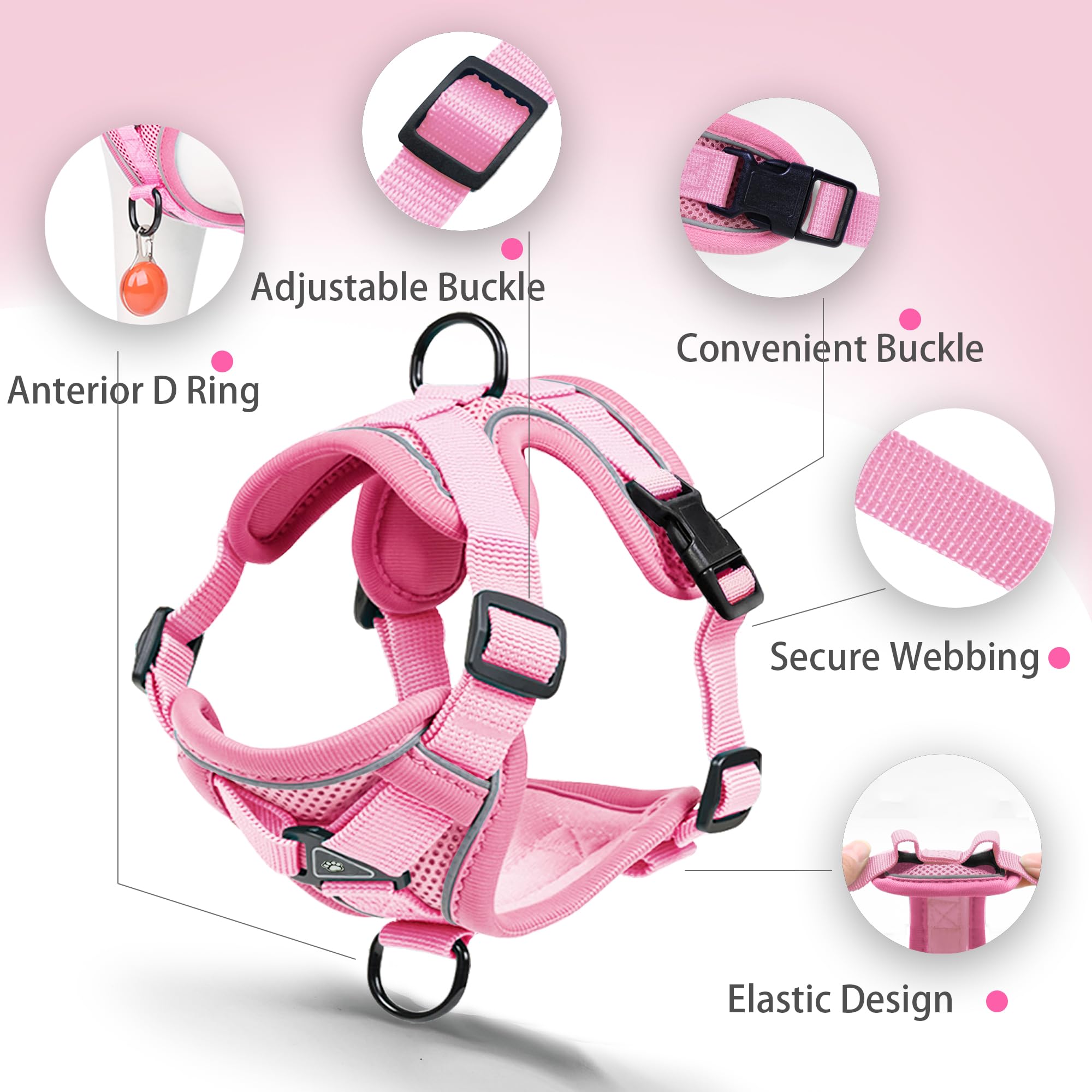 Arnés Jolifield No Pull con enganche trasero para caminatas casuales.