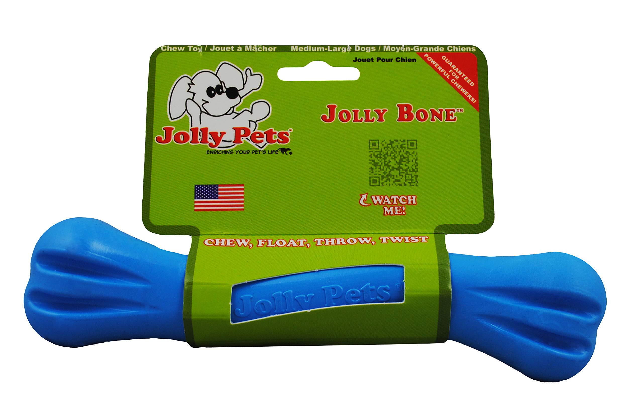 Jolly Pets Jolly Bone mediano azul, juguete flotante para agua.