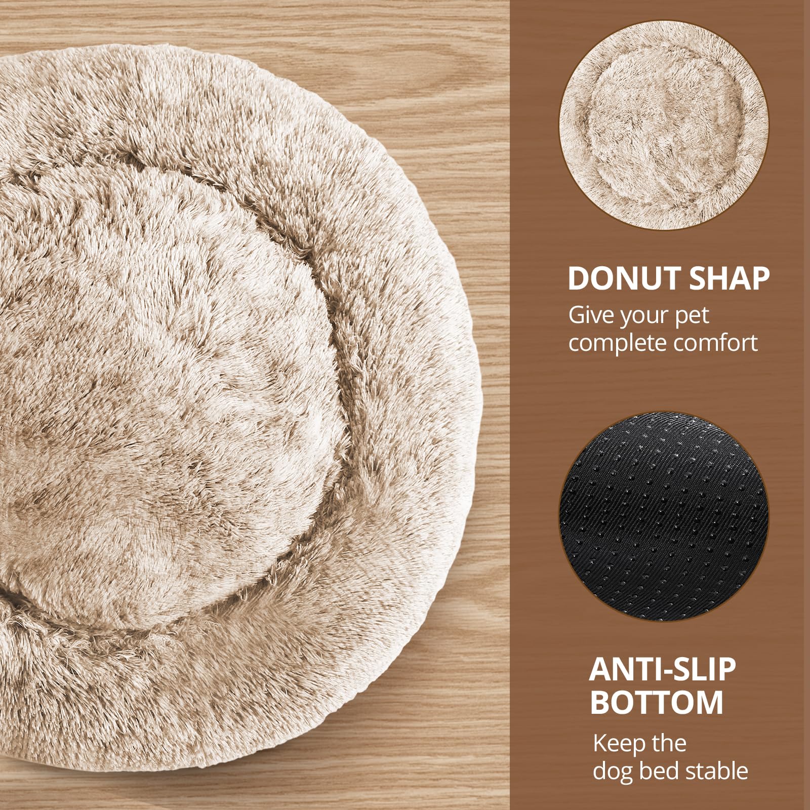 Base antideslizante en cama donut JOLLYVOGUE mantiene el lugar de descanso estable.