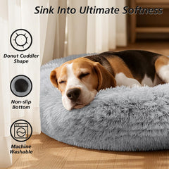 Cama donut JOLLYVOGUE con interior cálido para descanso seguro.