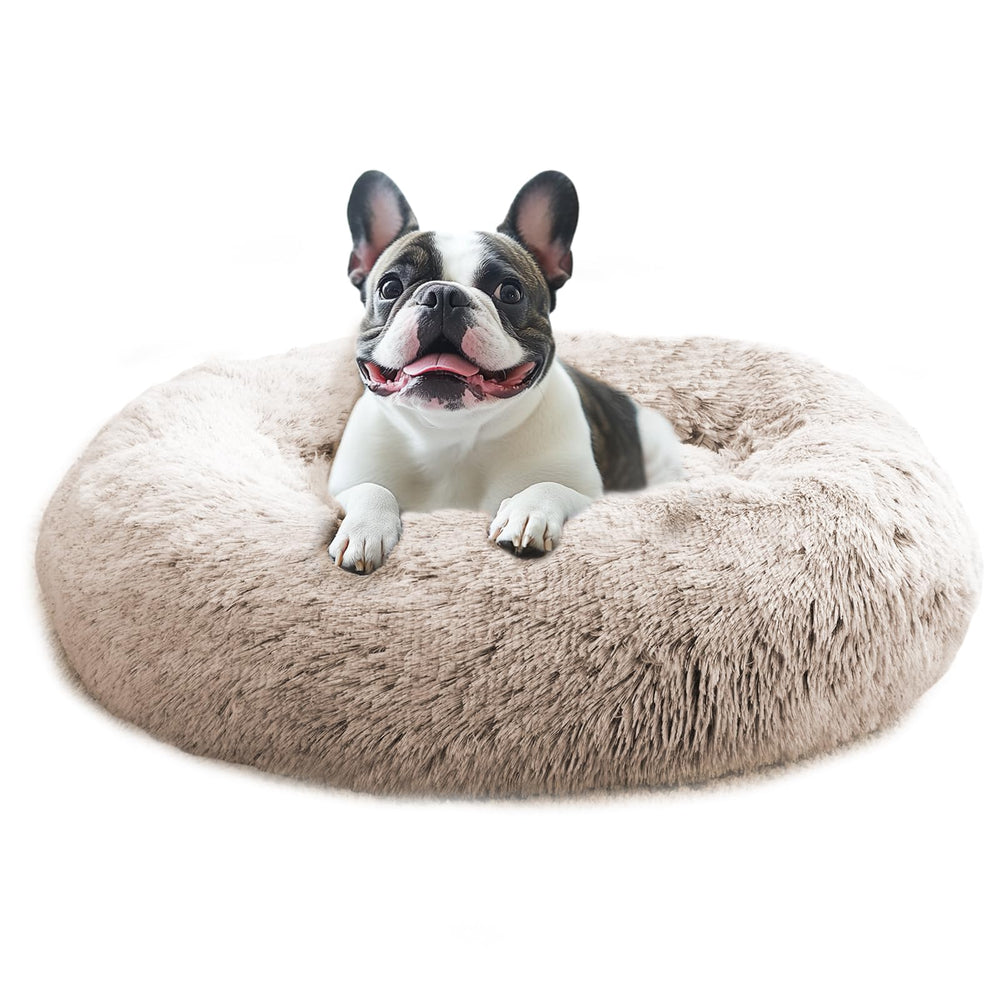 Cama donut JOLLYVOGUE con textura felpa suave para descanso reconfortante.