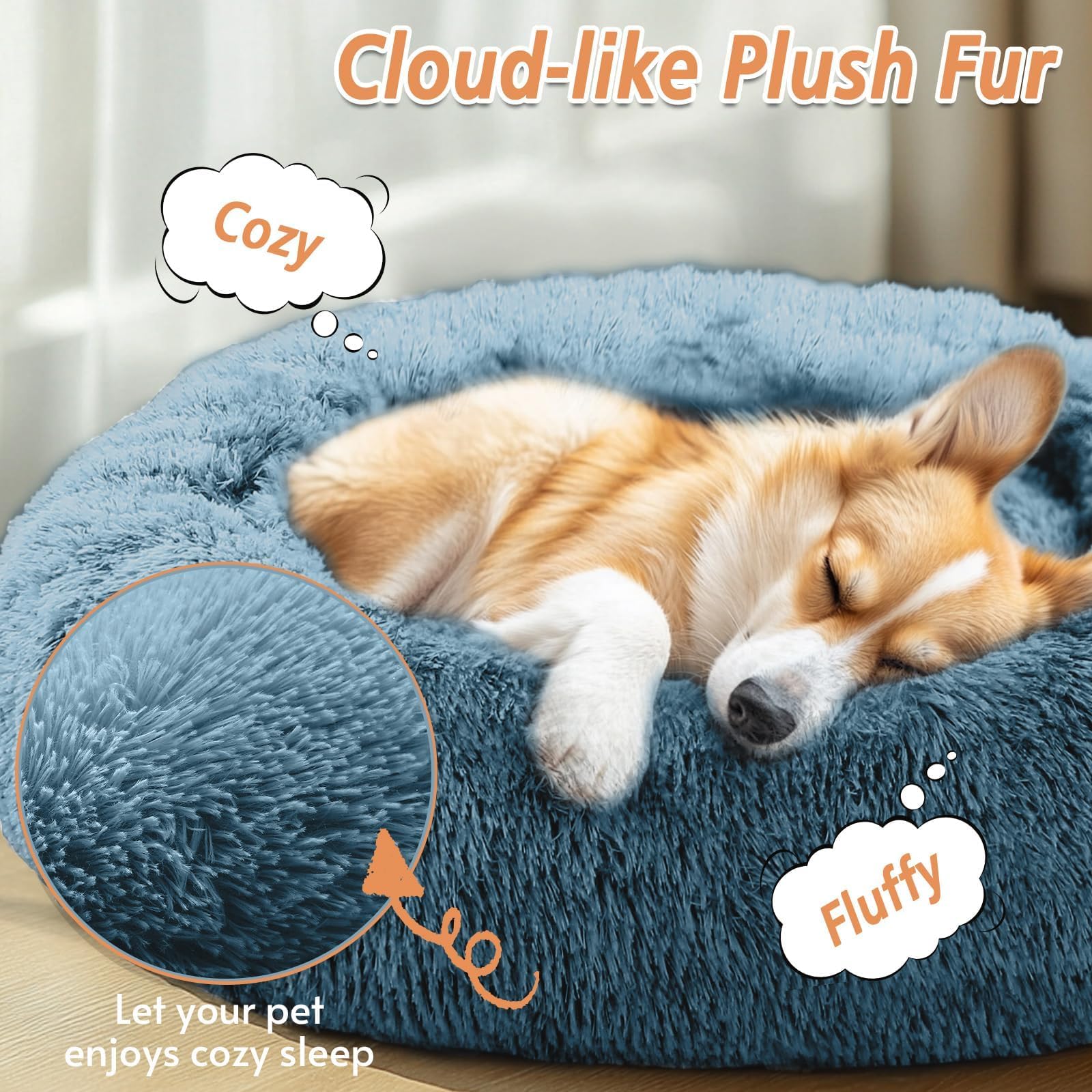 Cama para perro JOLLYVOGUE con borde alto, soporte cómodo para cabeza y cuello