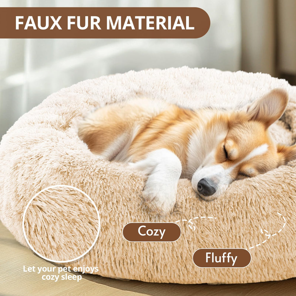 Cama para perros JOLLYVOGUE con diseño rosquilla para confort y seguridad.