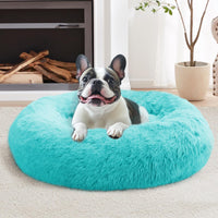 Cama para perros JOLLYVOGUE donut en azul agua, refugio cómodo para siestas