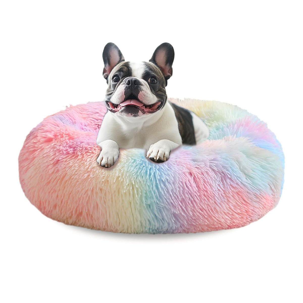 Cama JOLLYVOGUE con funda-pelo-falso-suave para descanso cómodo.