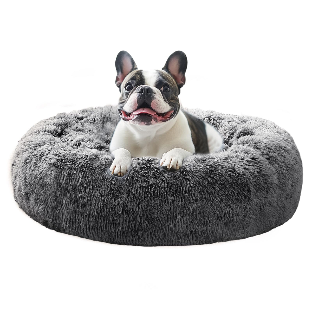 Cama JOLLYVOGUE para perros con diseño donut y borde cómodo para descanso seguro.