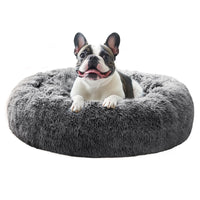 Cama JOLLYVOGUE para perros con diseño donut y borde cómodo para descanso seguro.
