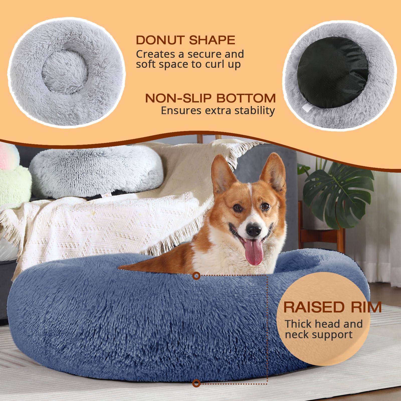 Cama de lavado fácil JOLLYVOGUE para mascotas, lavado a máquina en frío.