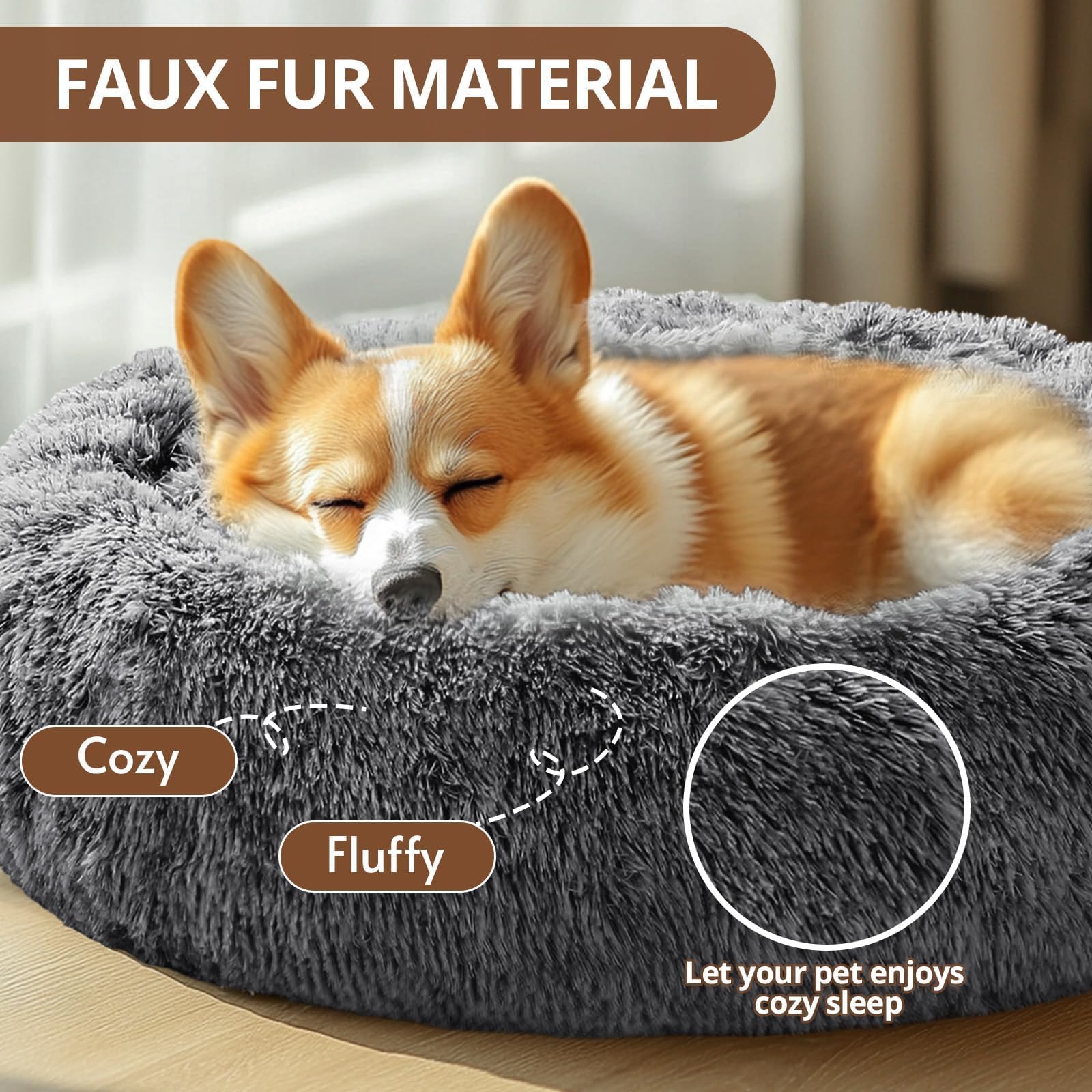Cama para perros de pelo sintético suave de JOLLYVOGUE para confort diario.