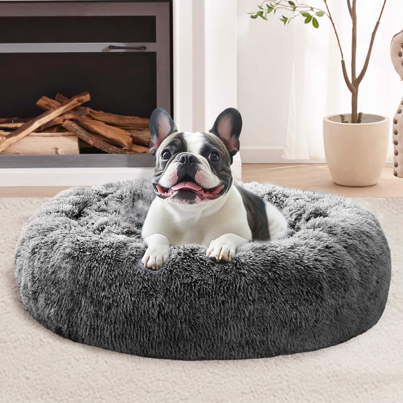 Cama JOLLYVOGUE para perro pequeño con forma de anillo, descanso cómodo.