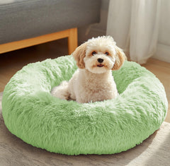 Cama rosquilla JOLLYVOGUE en peluche suave para descanso cómodo de mascotas.
