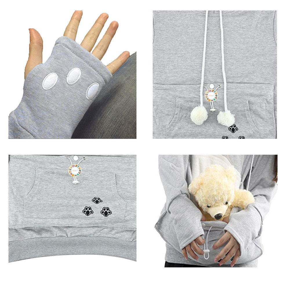 Jomago detalle orejas gato capucha, toque lúdico y adorable.