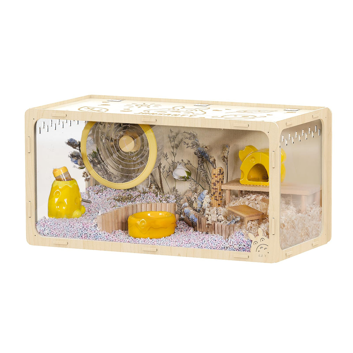Jaula JONS NTY para hámster de madera de 31,5 pulgadas, amplio espacio para explorar.