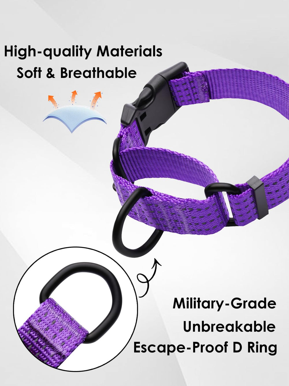 Ajuste seguro del collar para evitar escapes durante caminatas.