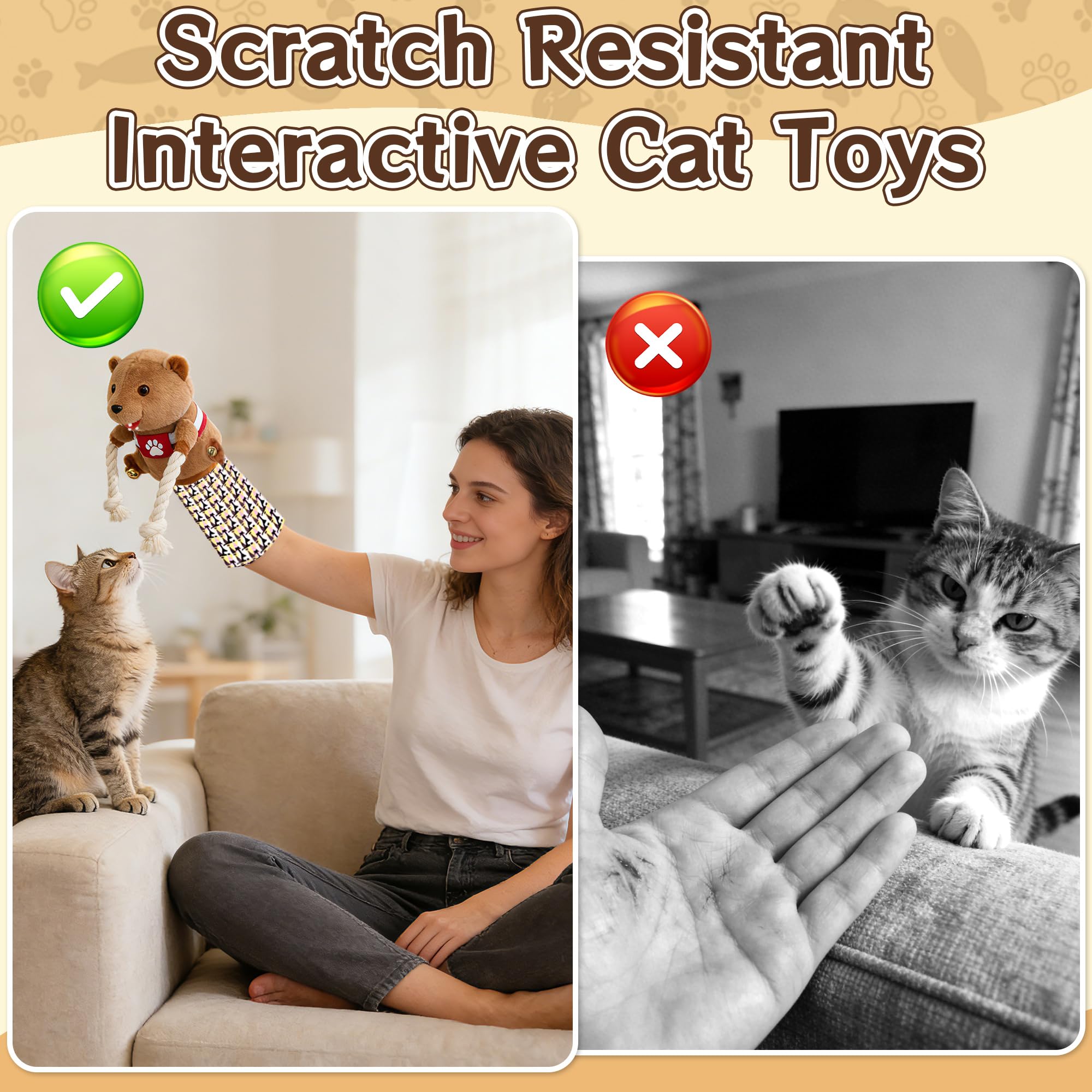 Incluye juguetes pez para estimular juego y mantener a tu gato entretenido.