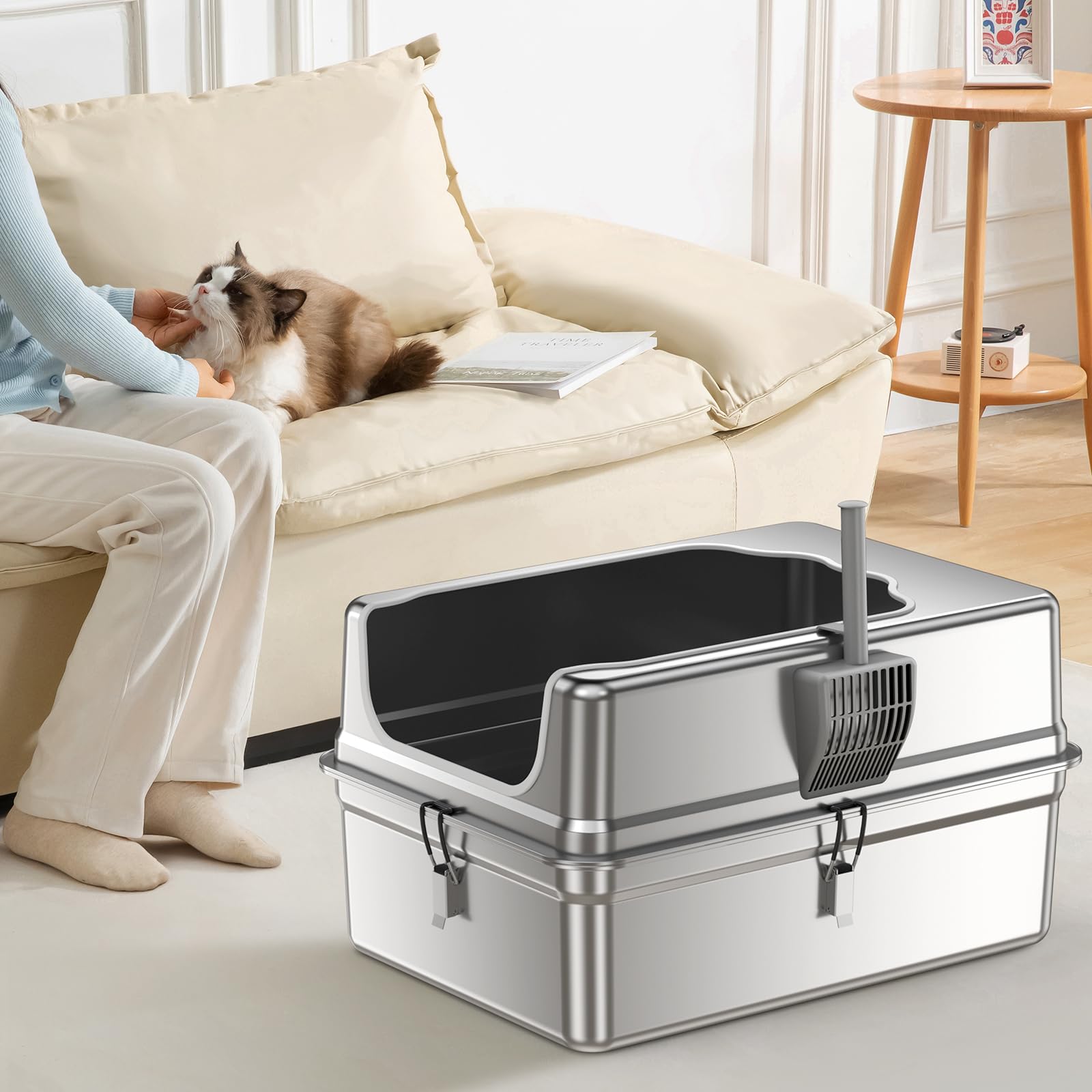 Caja de arena Jotesnew XXXL diseño ergonómico para recogido rápido