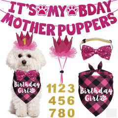 JOTFA bandana de cumpleaños para perro en rosa, ideal para fotos festivas